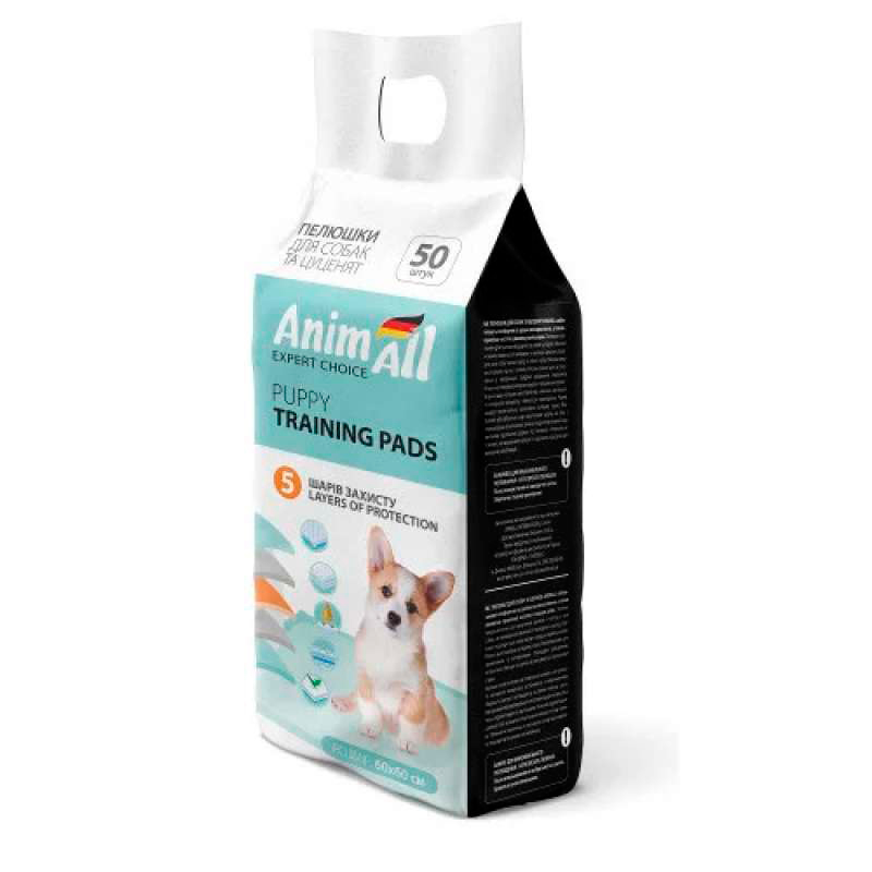 AnimAll Puppy Training Pads 60*60 ( 50 шт. ) - Пелюшки тренувальні для цуценят і собак AnimAll Puppy Training Pads 60*60 ( 50 шт. ) - Пелюшки тренувальні для цуценят і собак