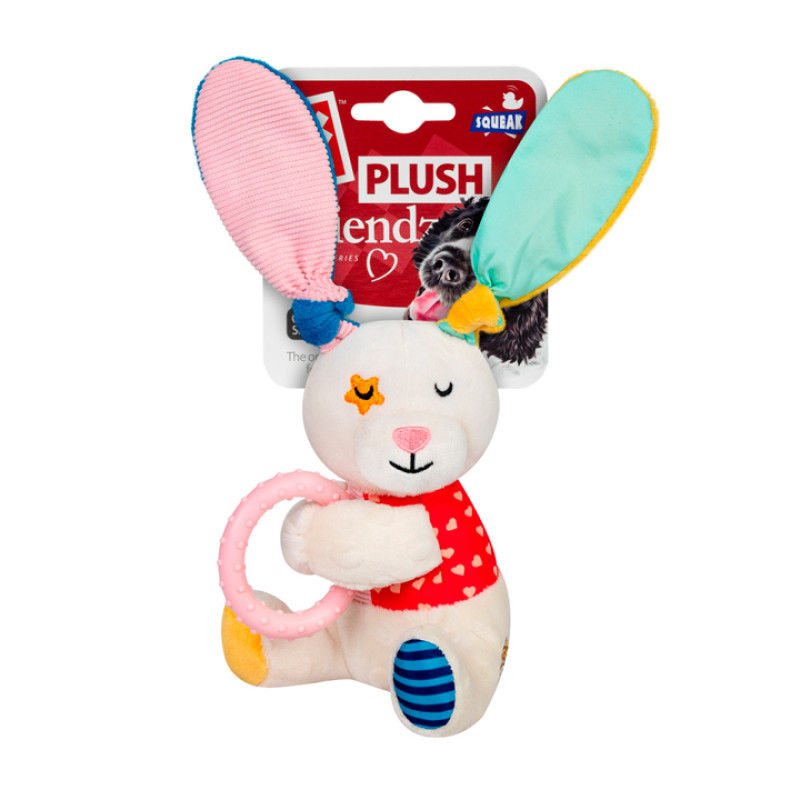 Іграшка для собак GiGwi Plush Зайчик з кільцем та пищалкою | 16 см