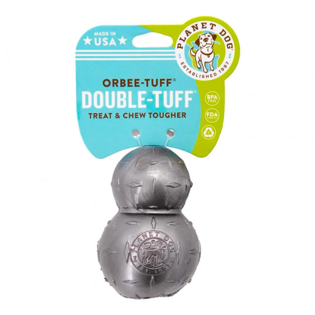 Planet Dog Orbee-Tuff Diamond Plate Подвійний м'яч для собак, сірий Planet Dog Orbee-Tuff Diamond Plate Подвійний м'яч для собак, сірий