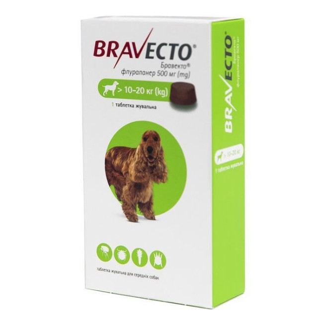 Таблетки для собак Bravecto 10... Таблетки для собак Bravecto 10...