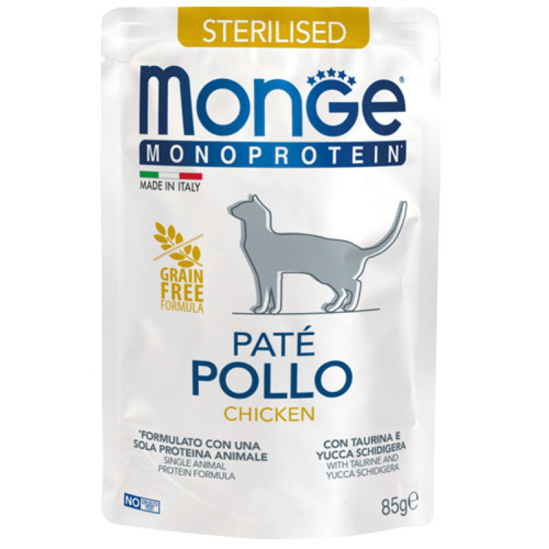Monge Cat Adult Pate Chicken Sterilized – вологий монопротеїновий корм із куркою для дорослих стерилізованих котів Monge Cat Adult Pate Chicken Sterilized – вологий монопротеїновий корм із куркою для дорослих стерилізованих котів