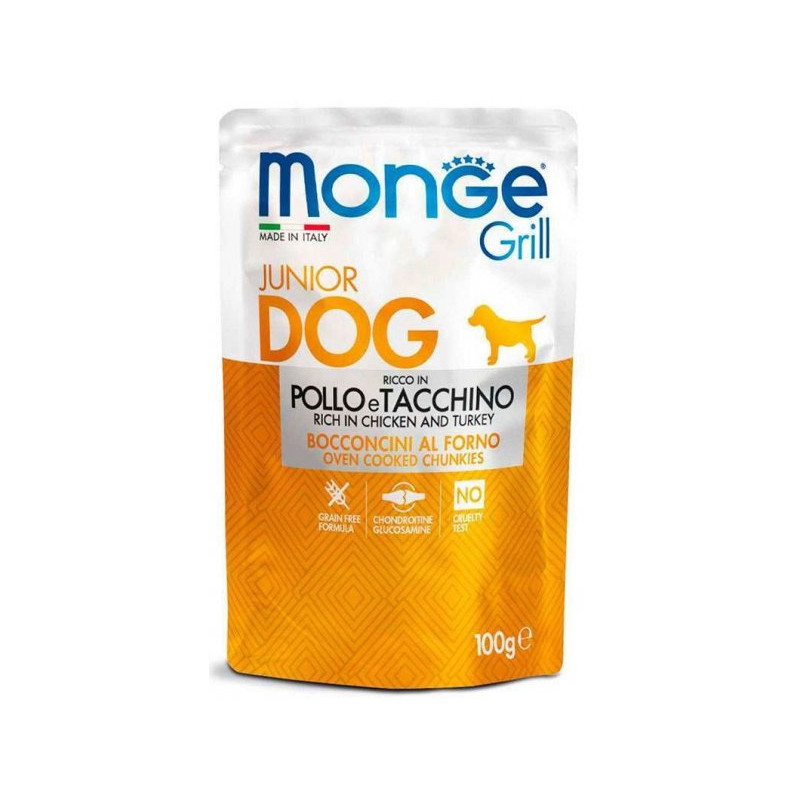 Monge Dog Grill Puppy & Junior Chicken & Turkey вологий корм для цуценят курка та індичка, пауч Monge Dog Grill Puppy & Junior Chicken & Turkey вологий корм для цуценят курка та індичка, пауч