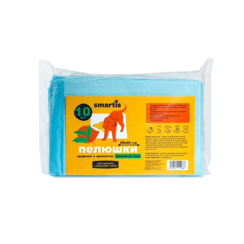 Smartis Пелюшки щоденні з ароматом зеленого чаю 60 x 60 см Smartis Пелюшки щоденні з ароматом зеленого чаю 60 x 60 см