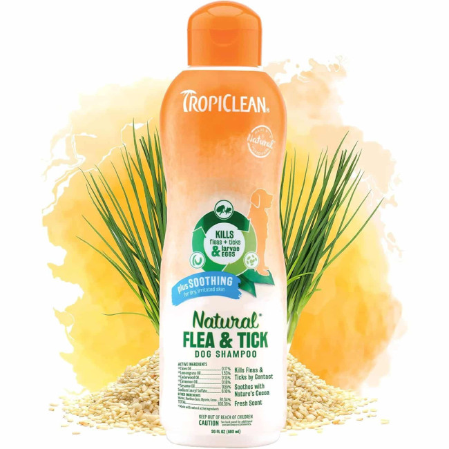 TropiClean Flea and Tick - шампунь Тропіклін Заспокійливий від бліх і кліщів для собак  