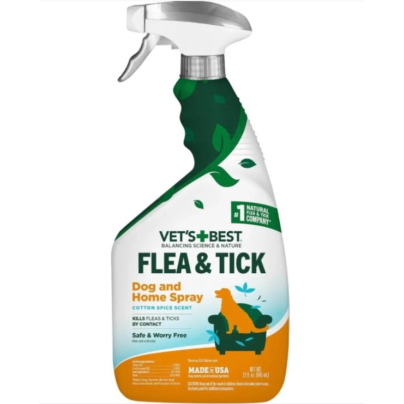Vet's Best Flea & Tick Home Spray For Dogs Cottonspice Спрей від бліх і кліщів для собак 946 мл